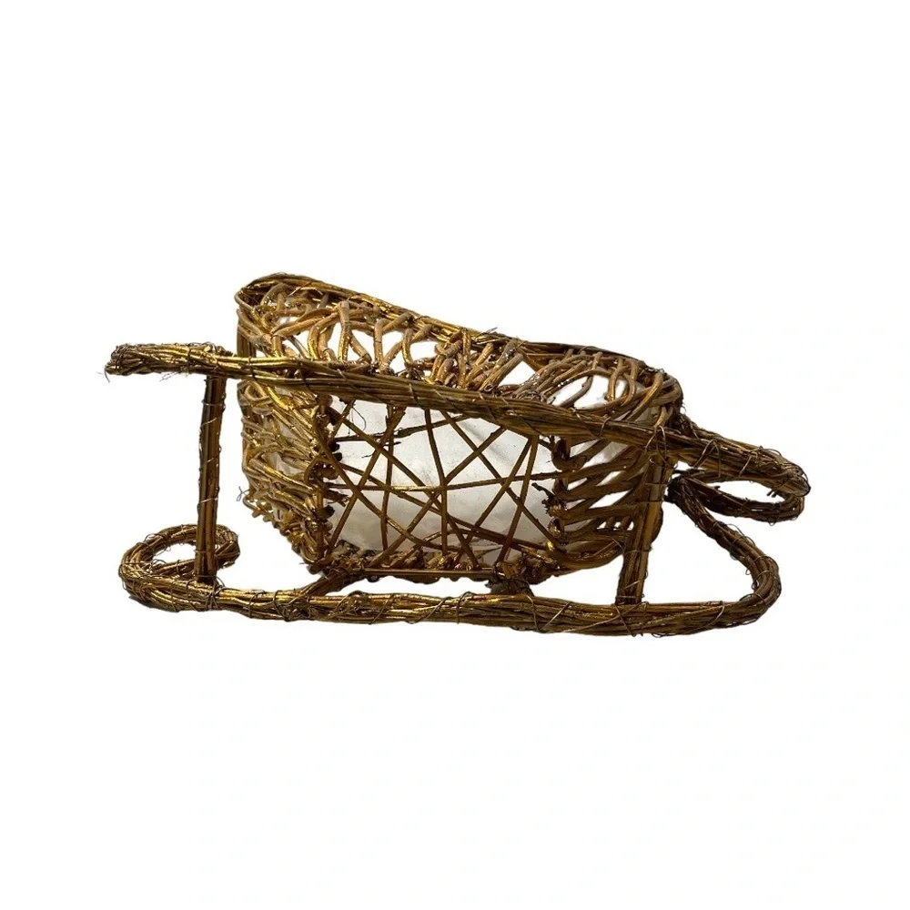 Wicker‎ Sleigh Basket Natural Rattan Santa Claus Christmas Floral Arrangement